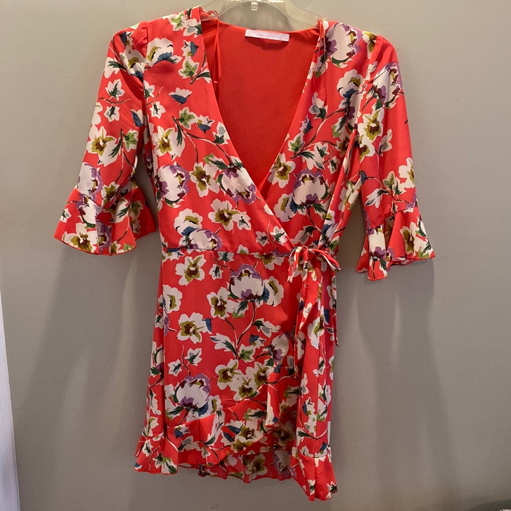 Zara pink floral cross over ruffle romper